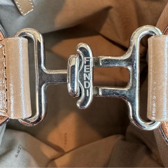 Authentic FENDI Etniko Shoulder Hand Bag Leather Brown - Picture 7 of 15